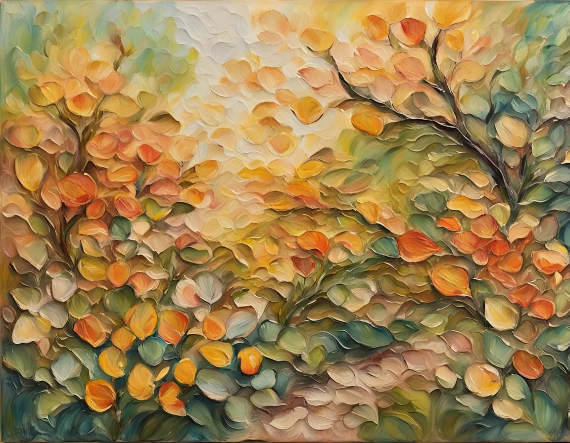 Lush Garden in Encaustic Impasto Style