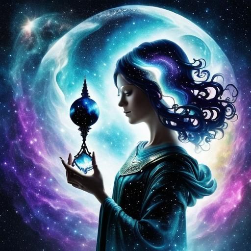 Mystical Tarot Card Illustration of a Woman with Orb