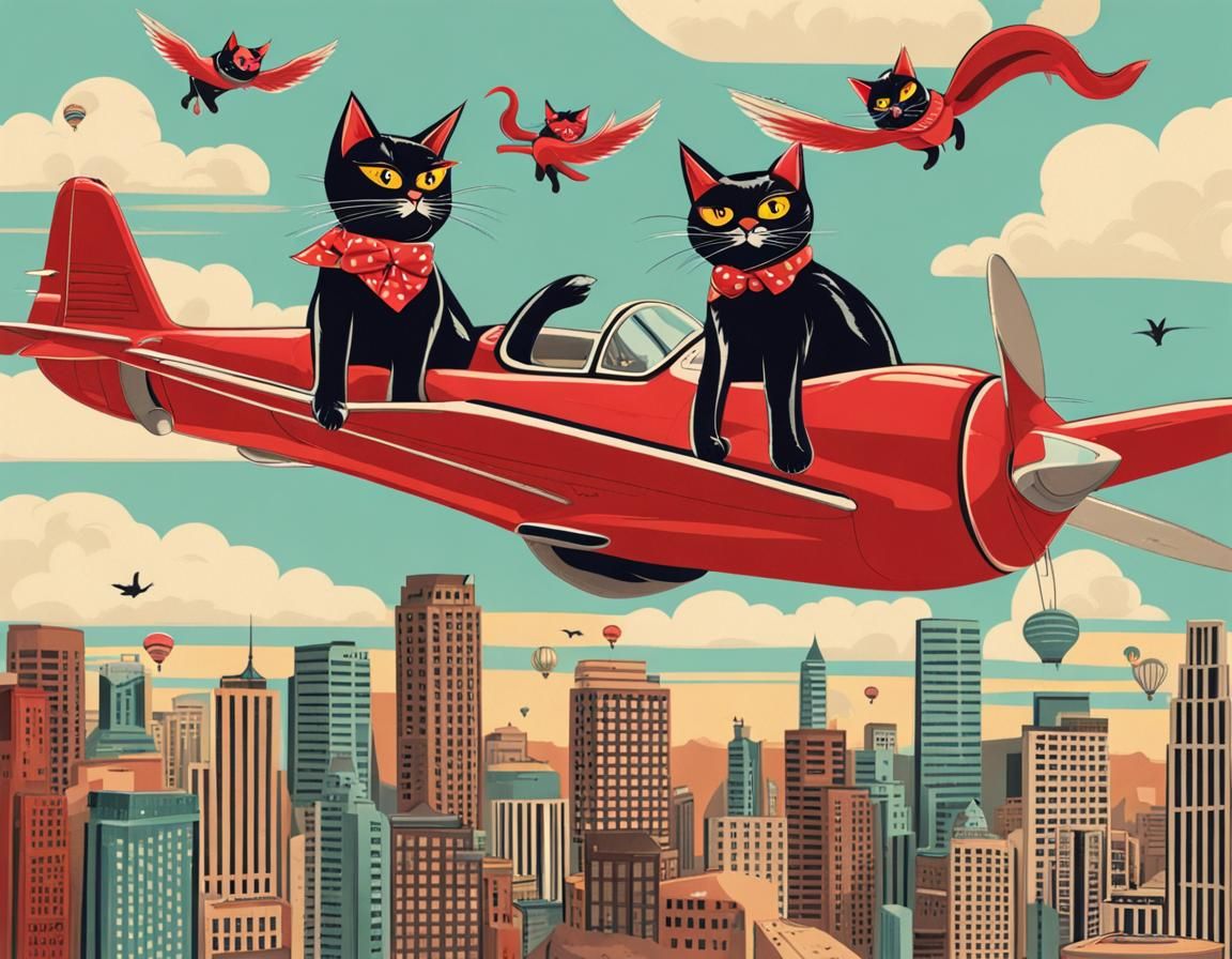 Rockabilly Cats Take Flight in Retro Style