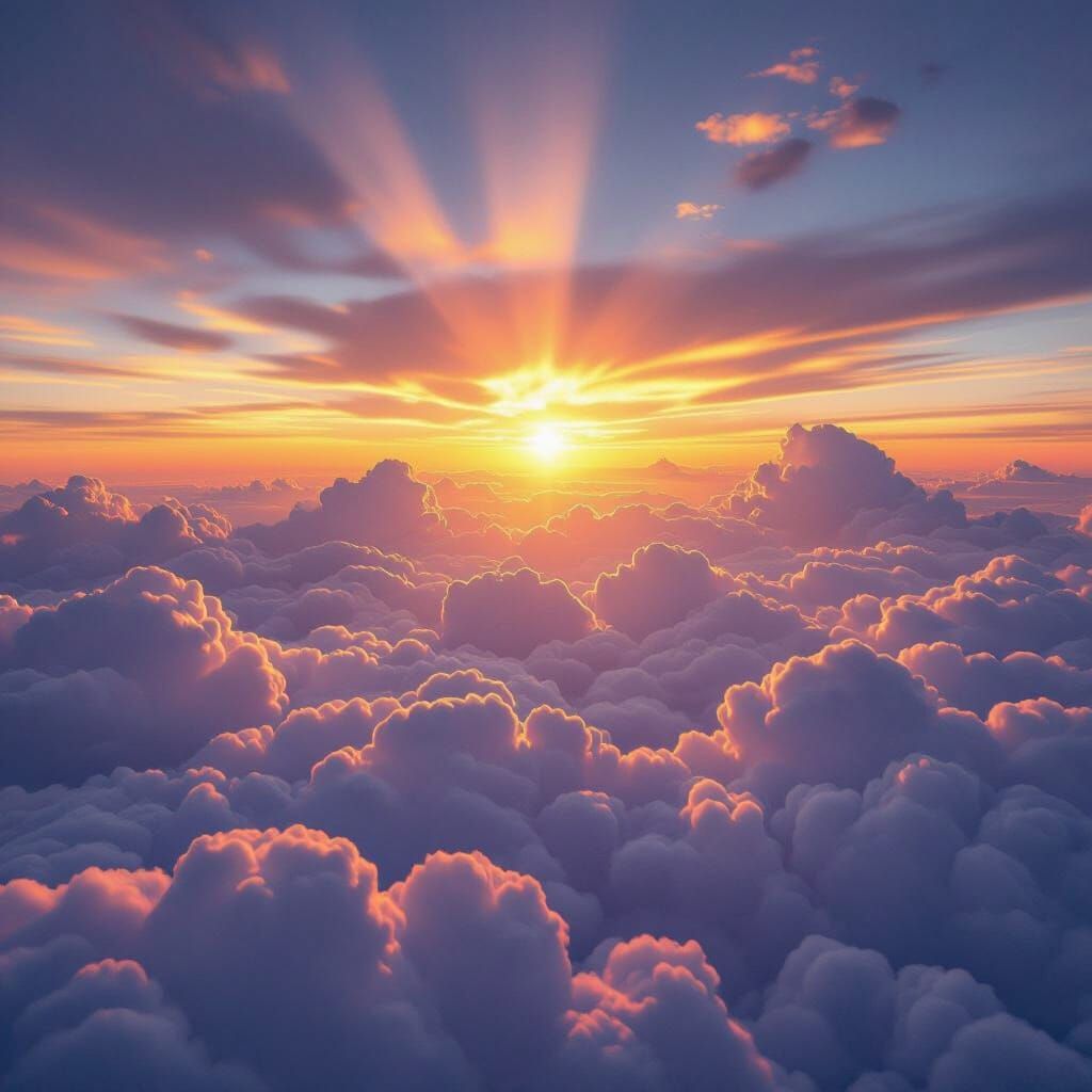 Dramatic Sunset Over Vast Cloudscape