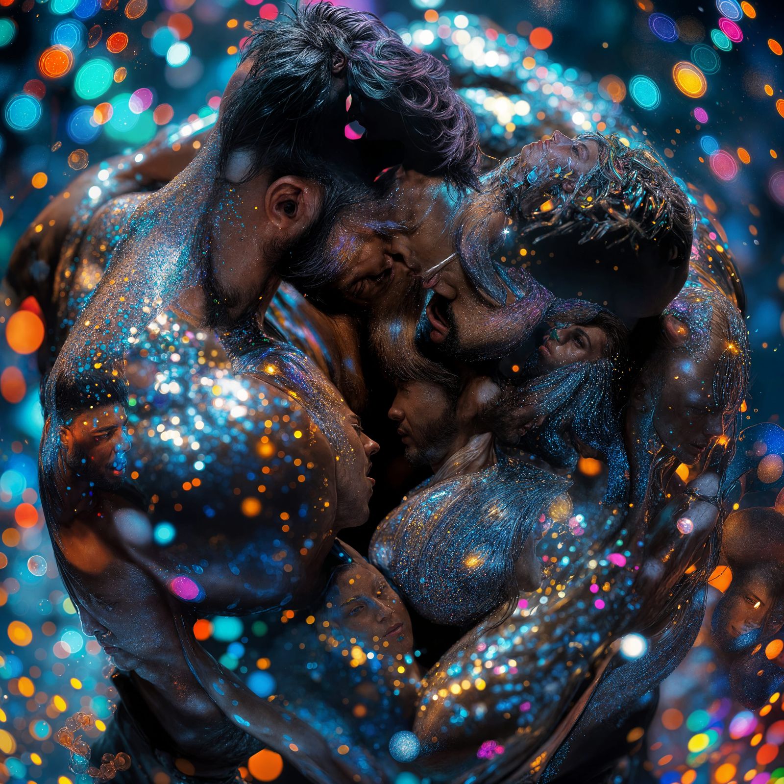 Glittering Hyperrealistic Male Forms in Intricate Detail