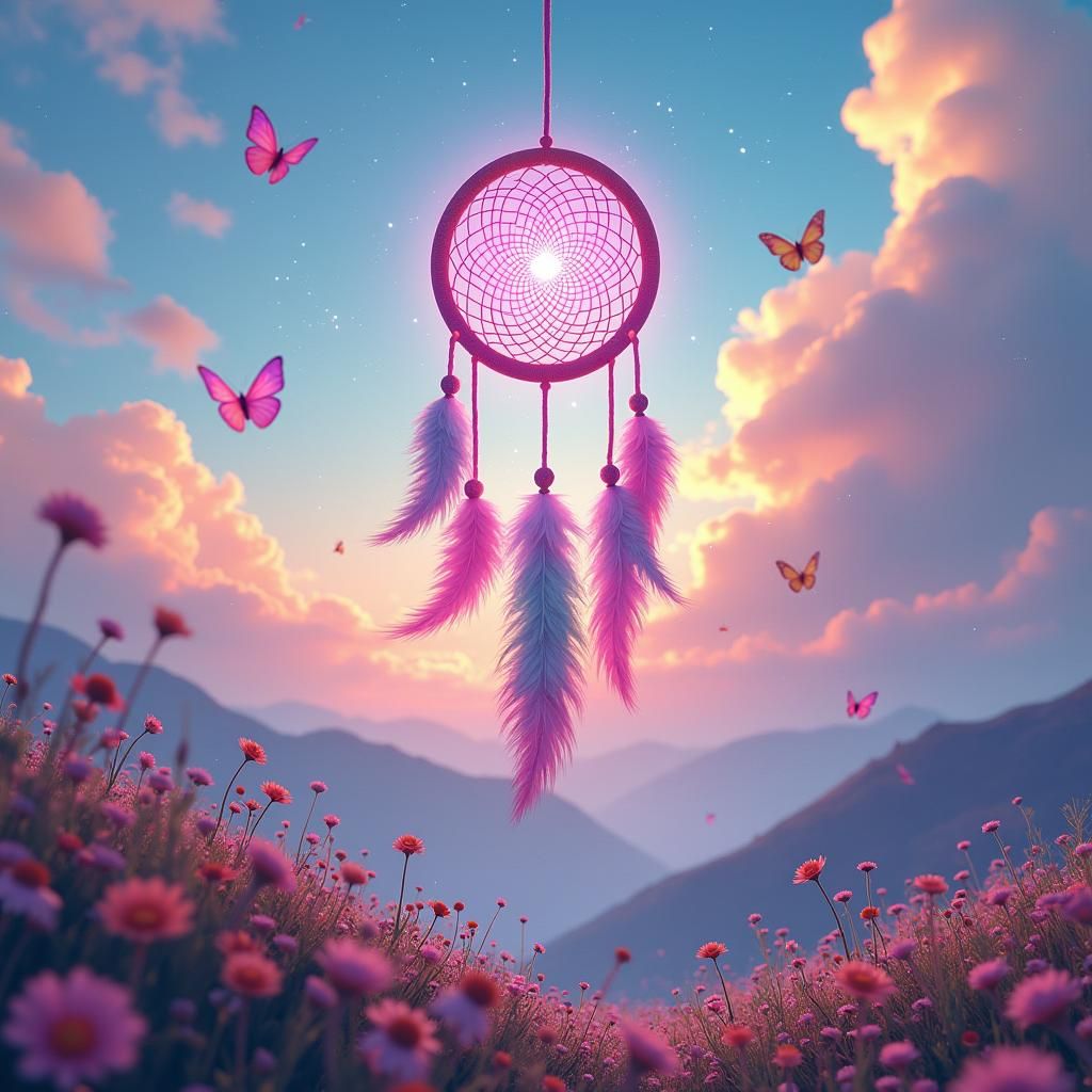 Luminous Dreamcatcher in Graffiti Art Style