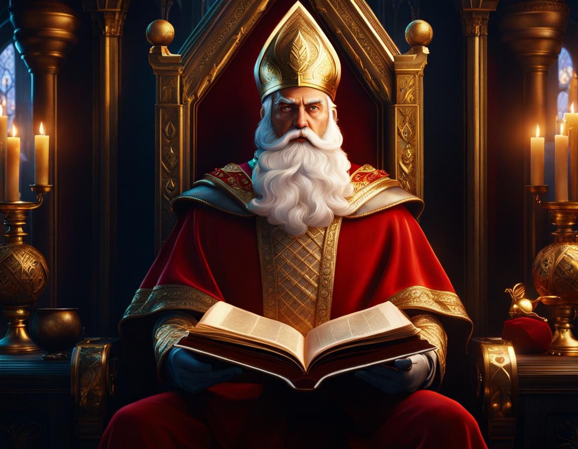 Saint Nicholas with Golden Book in Fantasy Art