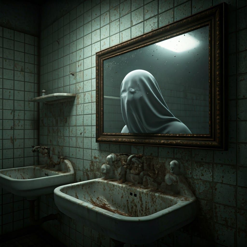 Ghostly Face Appears in Antique Mirror