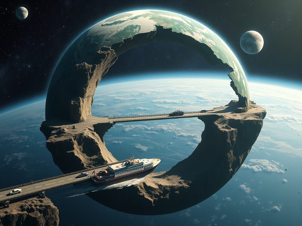 Surrealistic Earthscape with Cosmic Background