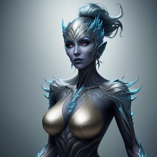 Ethereal Woman's Transformation in Fantasy Art Nouveau Style