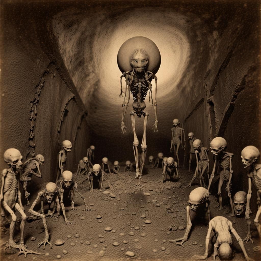 Sepia Photograph of Crawling Horrors Walking