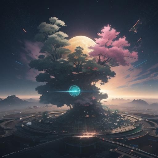 Aesthetic Circles in 3D Anime Art Style