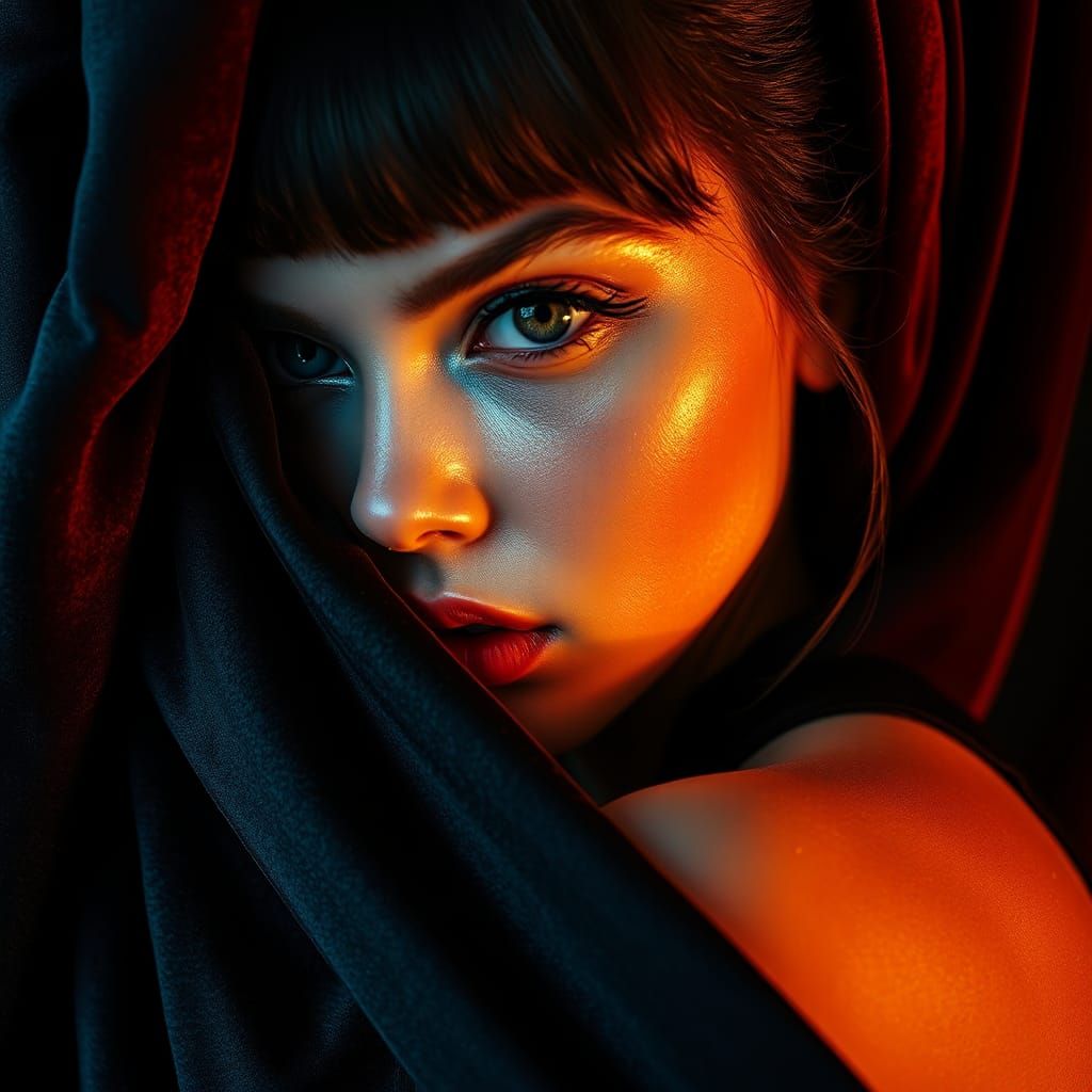 Intense Snake-Eyed Girl Portrait in High-Fashion Style