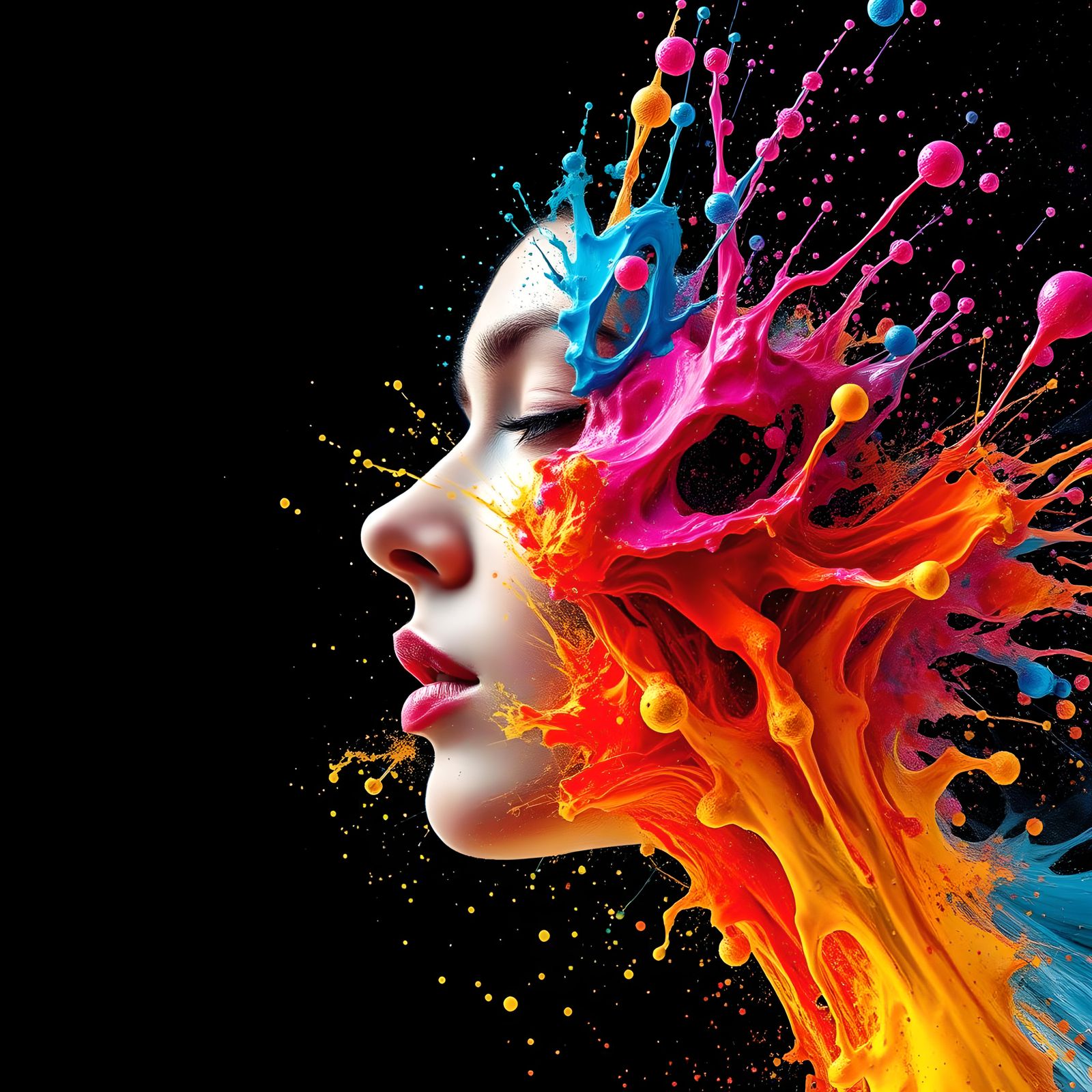 Colorful Atomic Explosion with Impasto Details