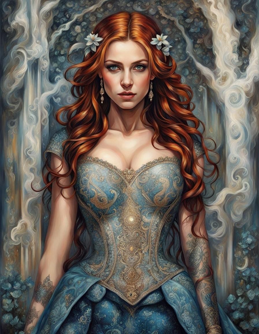 Female Artist Portrait in Maximalist Alcohol Ink Style