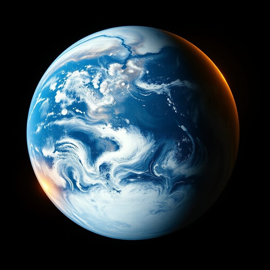 Earth as a Marble Suspended in Space, Oil Painting