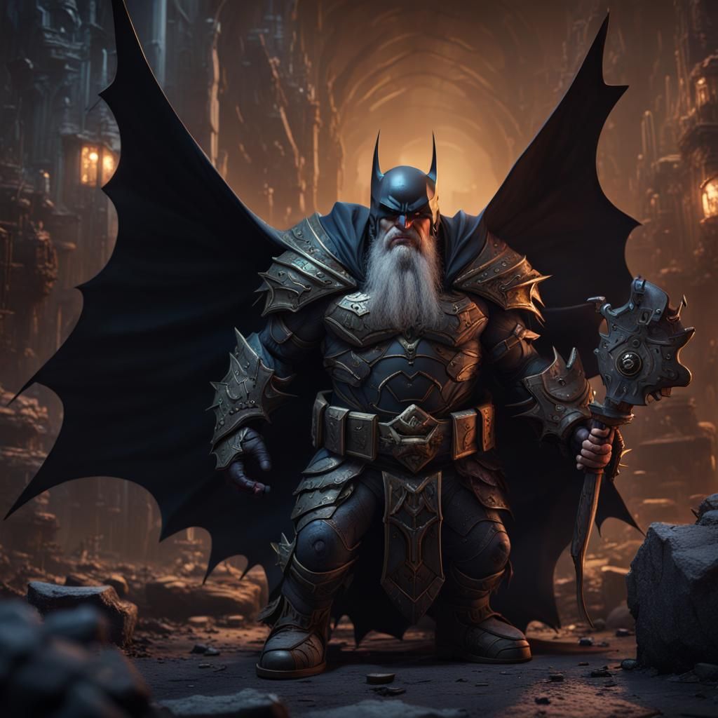 Evil Dwarf Batman Concept Art in Unreal Engine