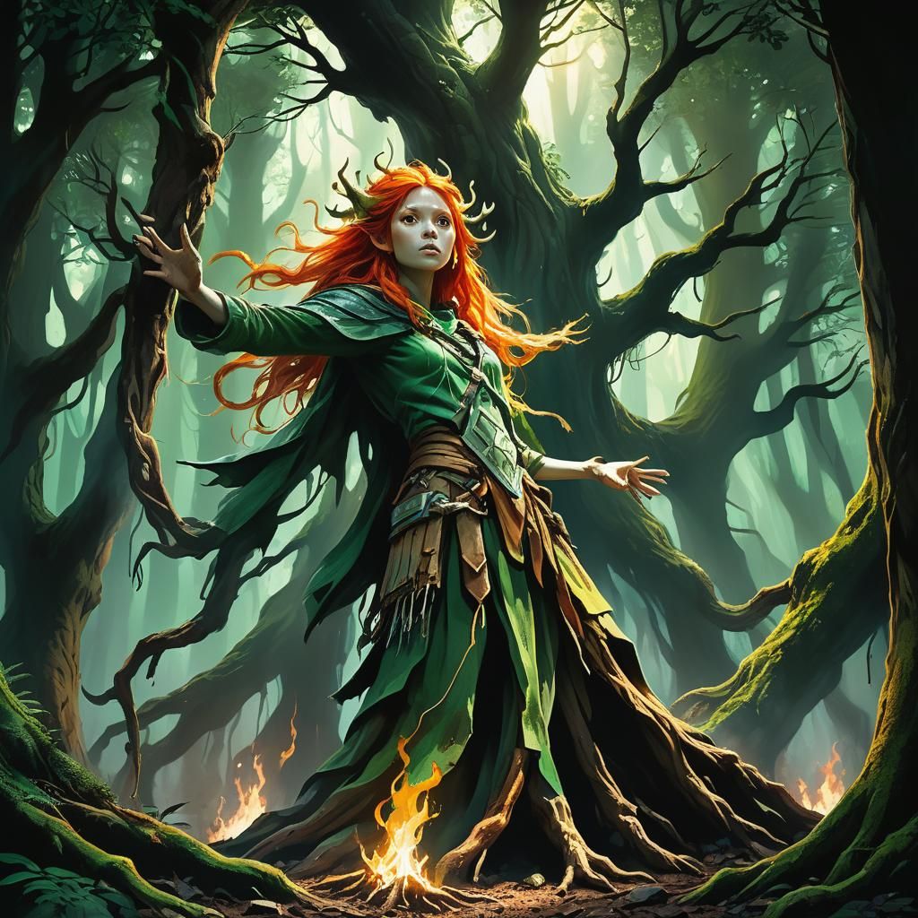 Forest Spirit's Trap: Ethereal Fantasy Art