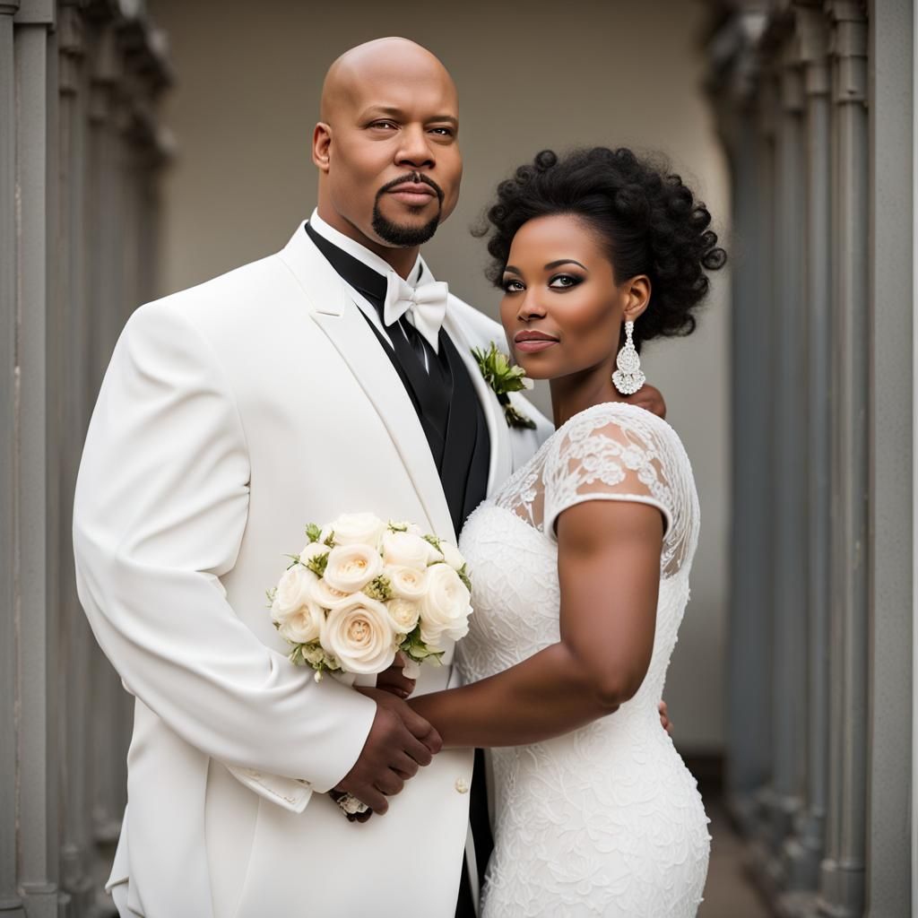African American Couple Celebrates Their Wedding Day