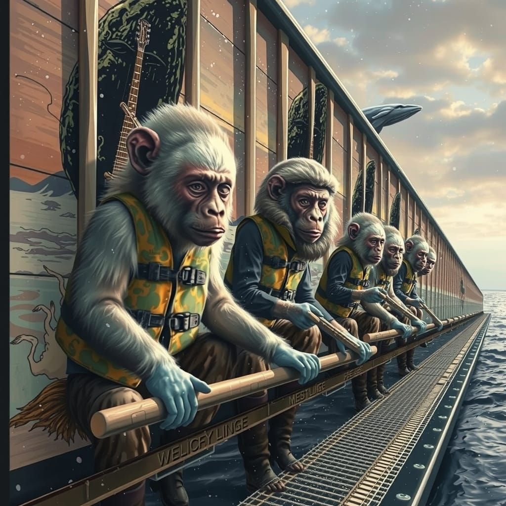 Surreal Winter Dreamscape with Drifting Families