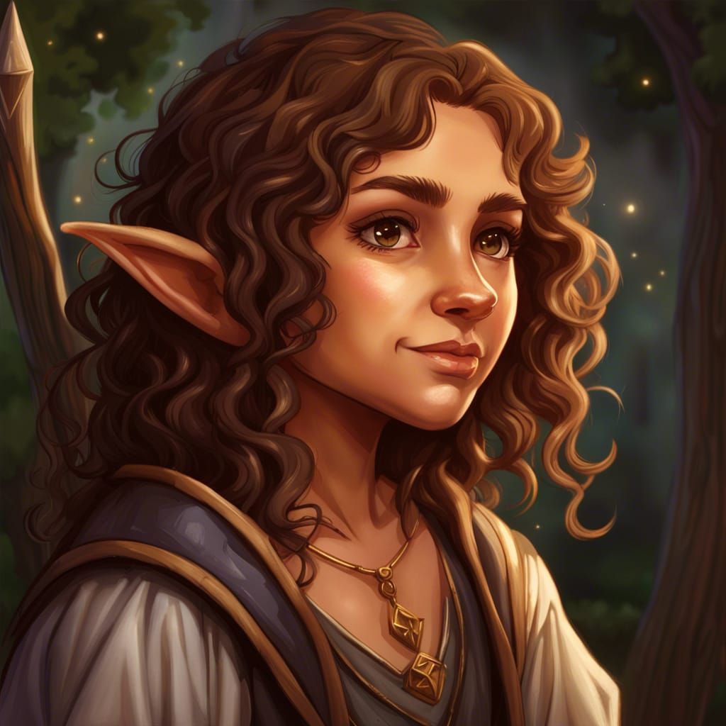 Detailed Portrait of a Middle-Aged Halfling Wizard