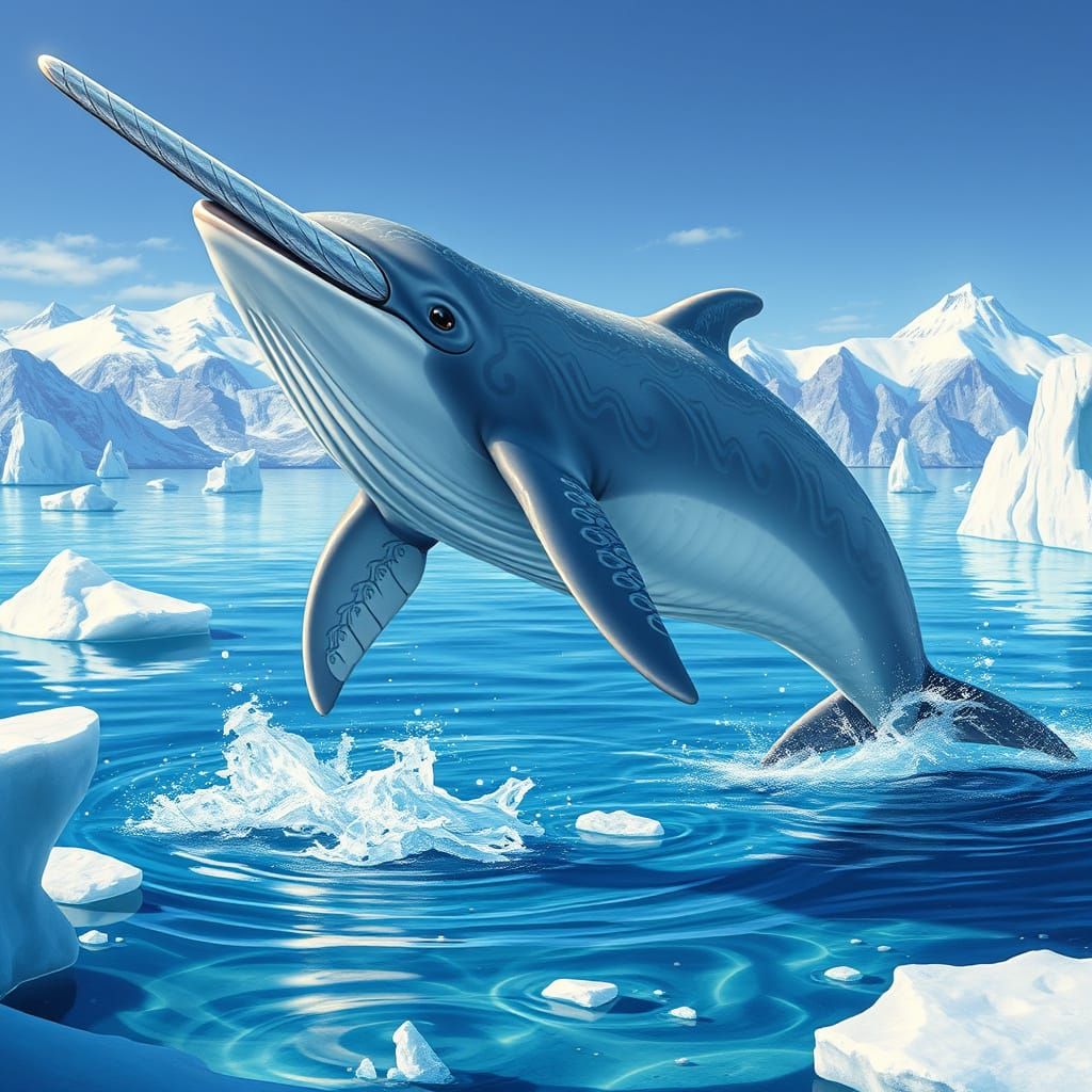 Majestic Narwhal-Dolphin Hybrid Breaks Surface in Arctic Dre...