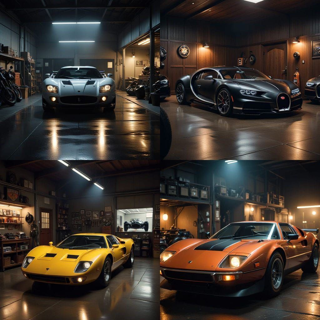 Surreal Cinematic Sports Car Garage Masterpiece