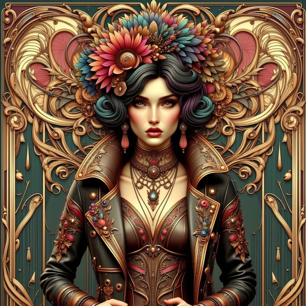 Flapper Girl's Art Nouveau Punk Rebellion