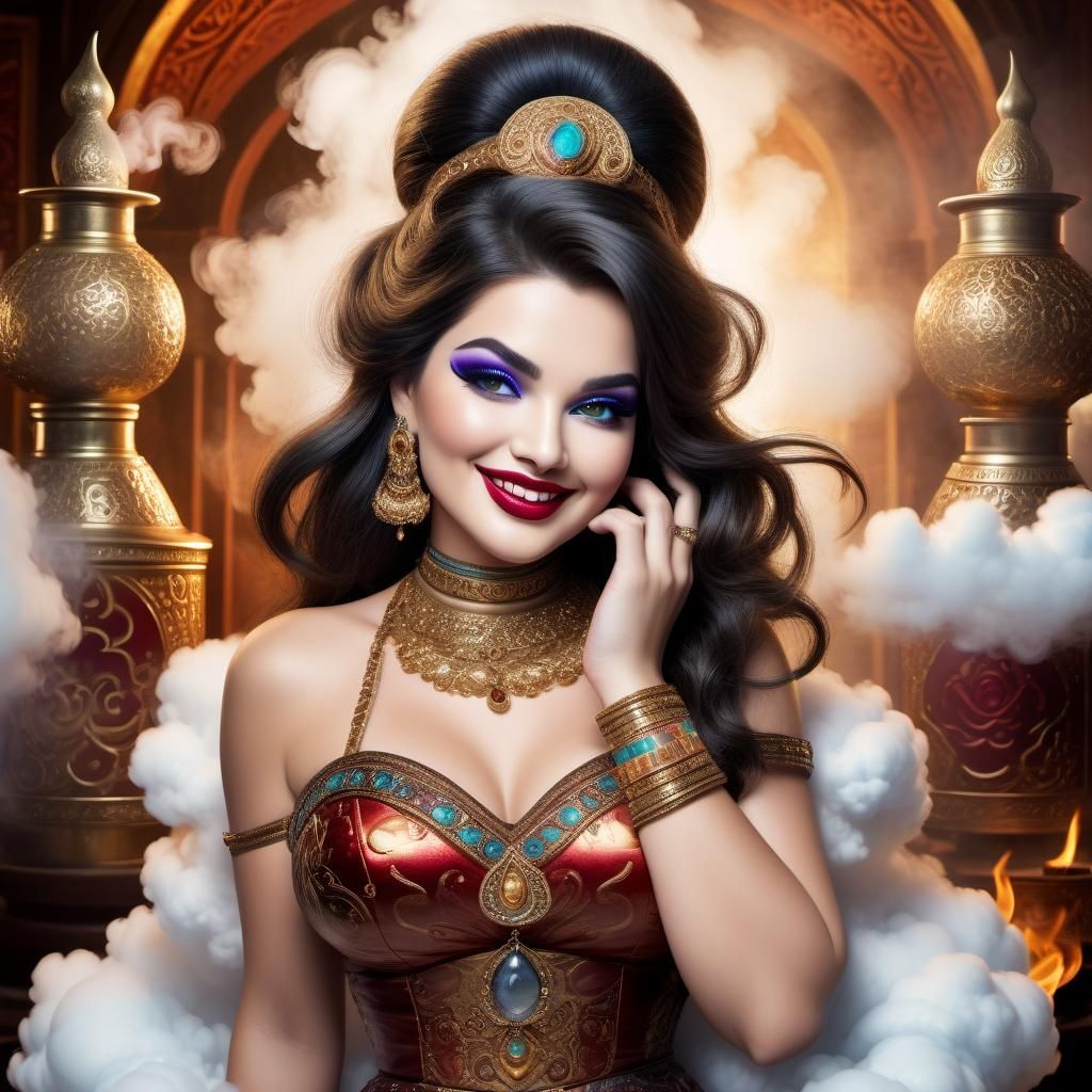 Beautiful Genie Emerges from Magnificent Bottle