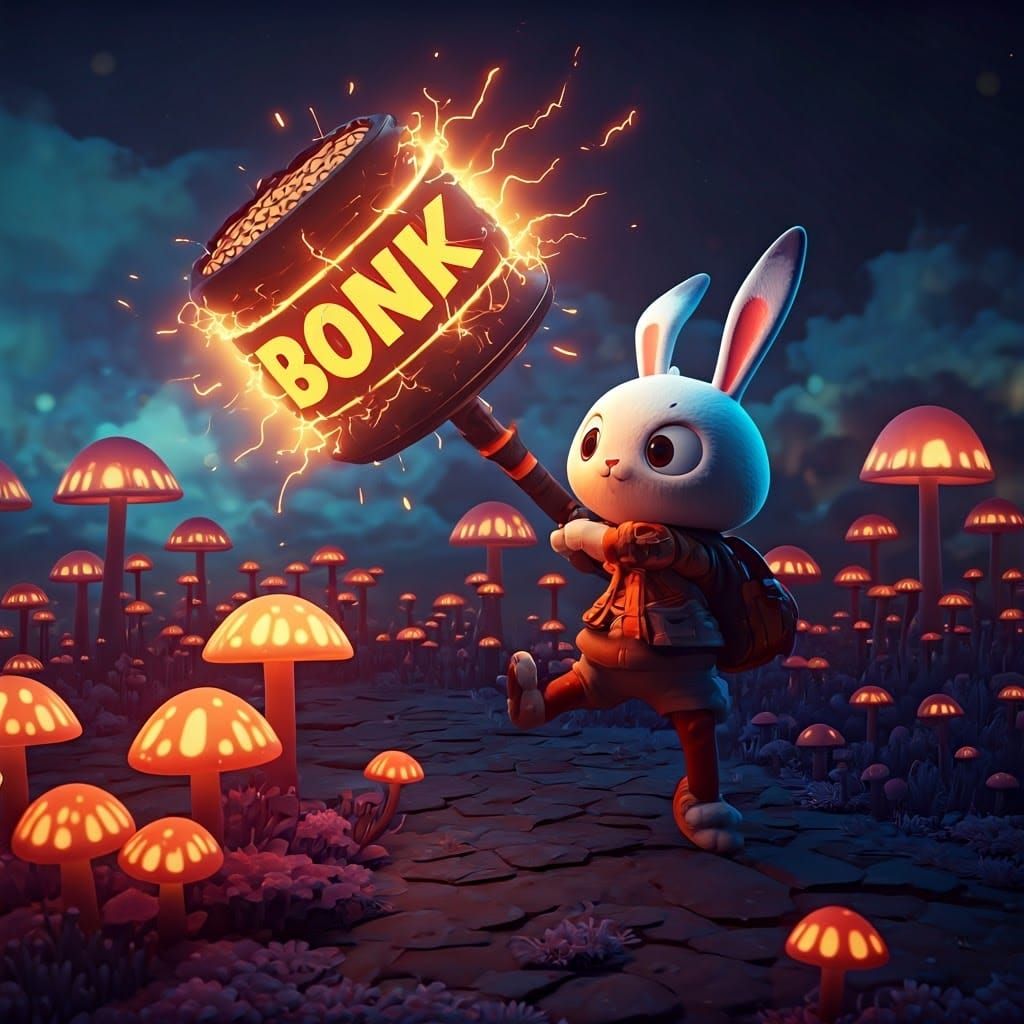 Cartoon Rabbit Hit with Mallet in Anime Style