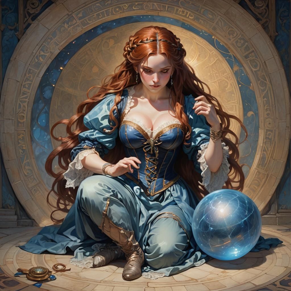 Scribe Wizard Concentrating on a Glowing Orb