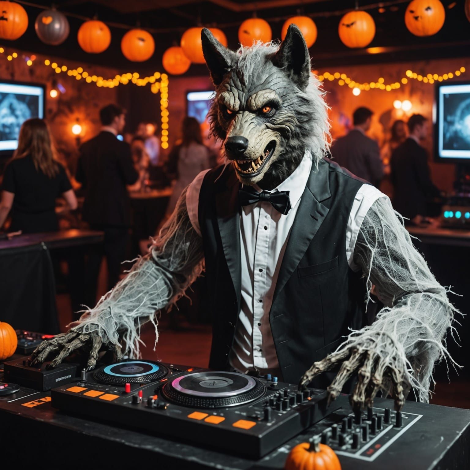 Werewolf DJ Spinning Records