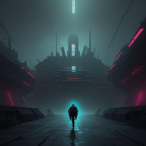 Dystopian Game Arena in Dark, Surreal Style