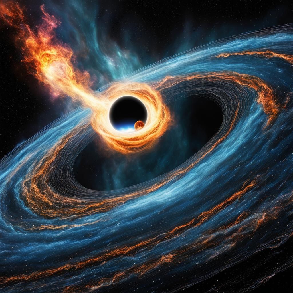 Nebula Swirls into a Black Hole: Space Art