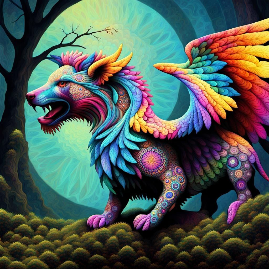 Psychedelic Fractal Mandala Geometry in Vibrant Colors