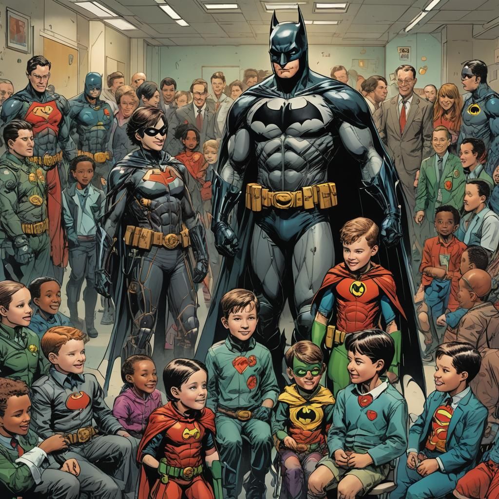 Batman and Robin Visit Hospital in Comic Book Style
