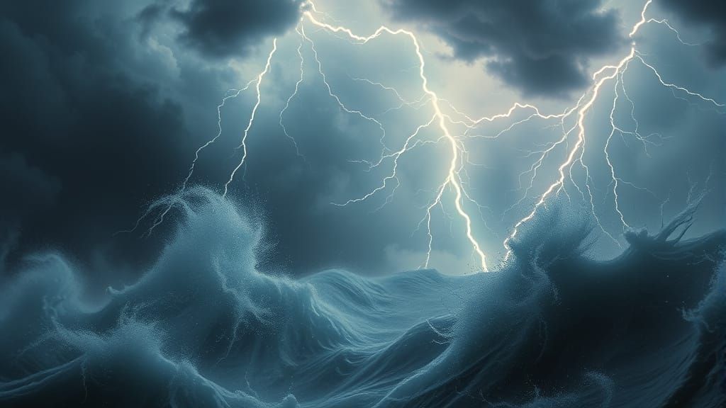Violent Storm with Lightning: Epic Cinematic Digital Art