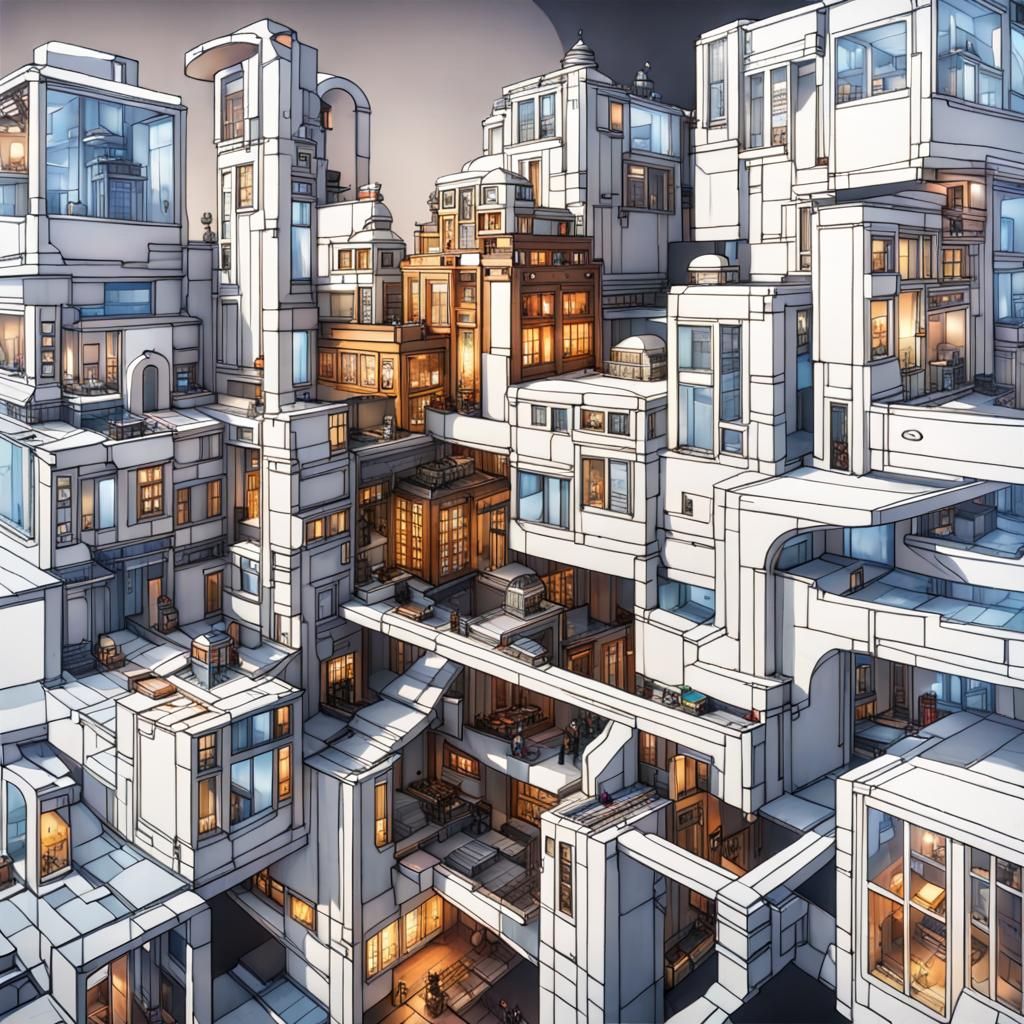 Futuristic Glass City in Abstract Style