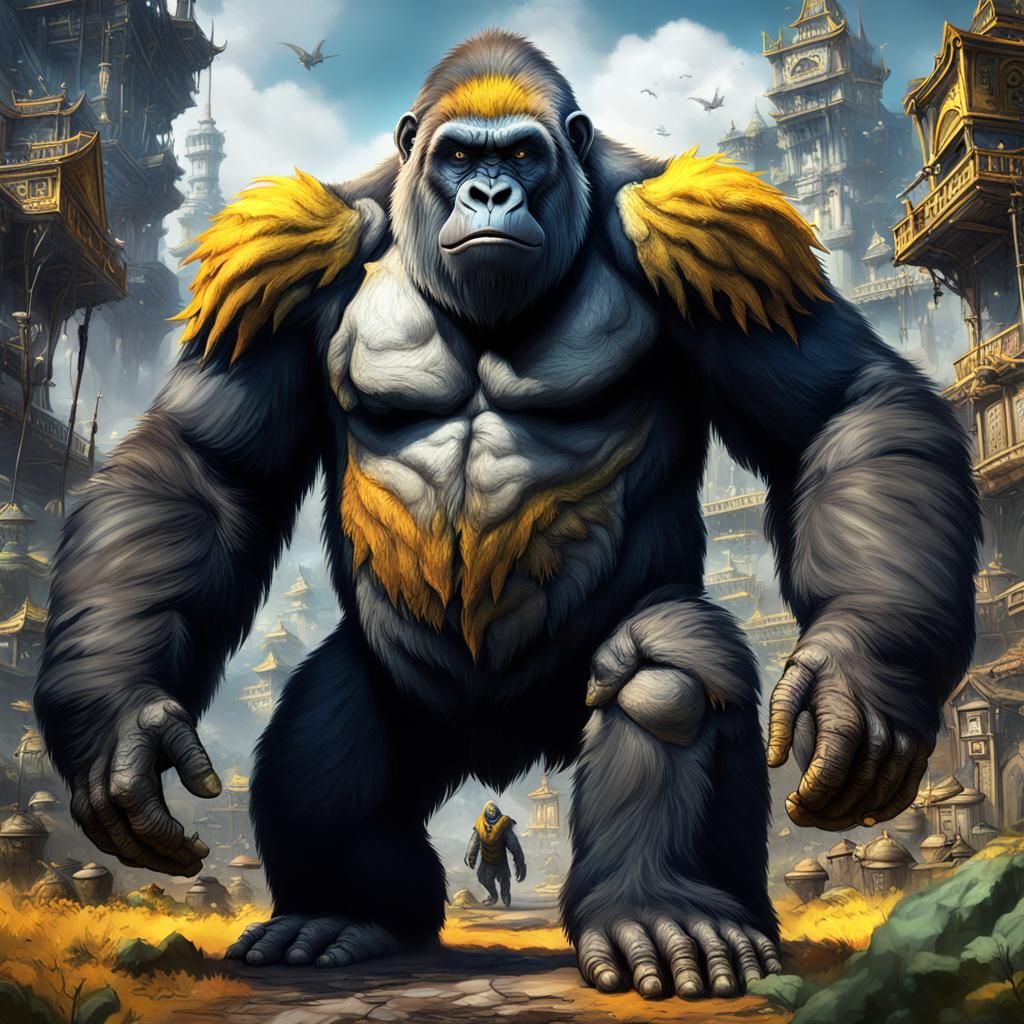 Giant Gorilla with Mechanical Arm in Tokyo