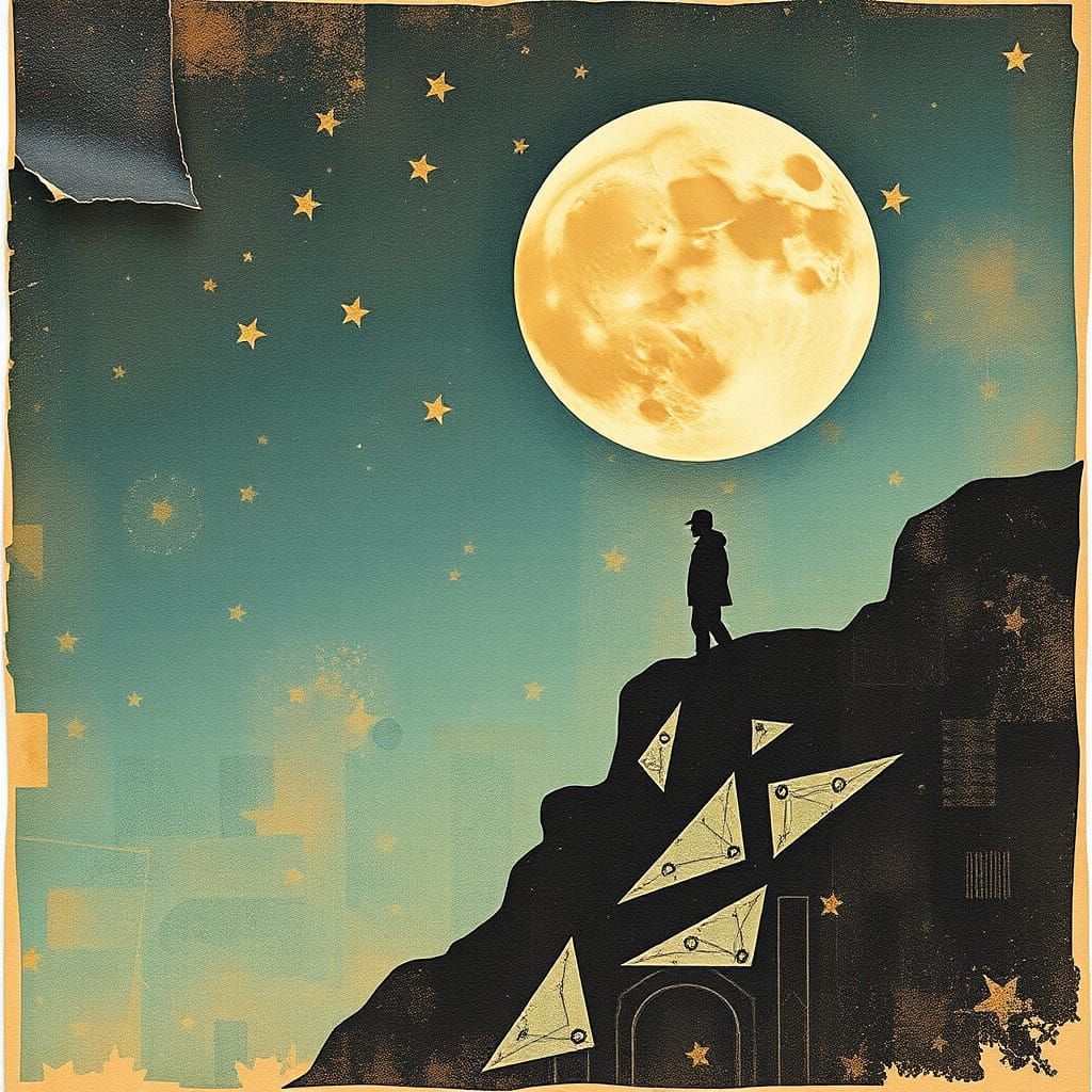 Moonlit Dreamer in Constructivist Abstract Style