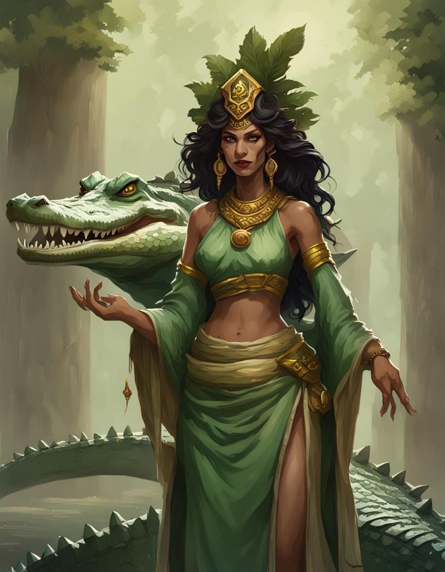 Crocodile Goddess Tymora: DnD Character Art