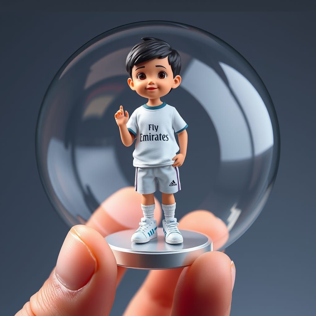 Glass Gashapon Capsule Holding Chibi Vinicius Jr. in Futuris...