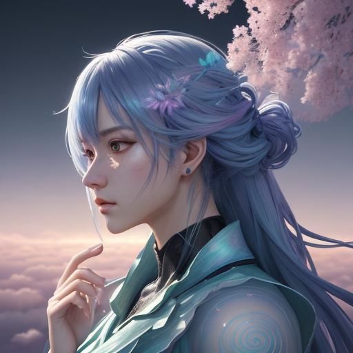 Anime Magical Metamorphosis in Iridescent 3D Art