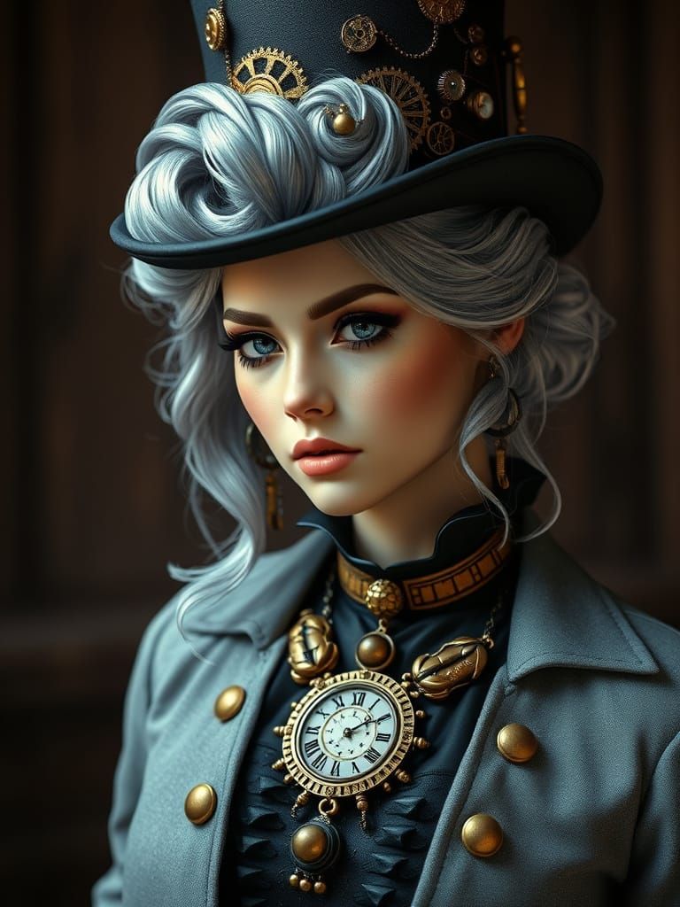 Steampunk Goddess in Elegant Gears and Lace