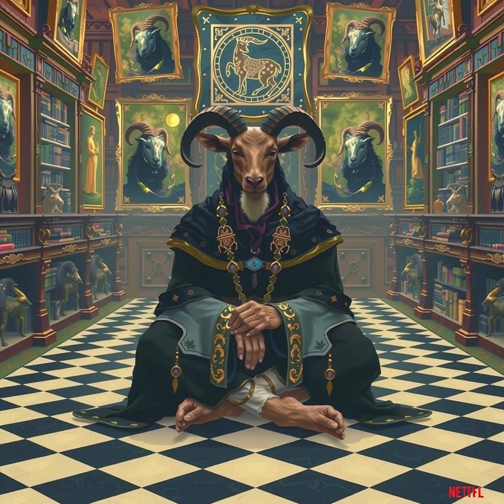 Mystical Goat-Man Pan in Masonic Lodge Library