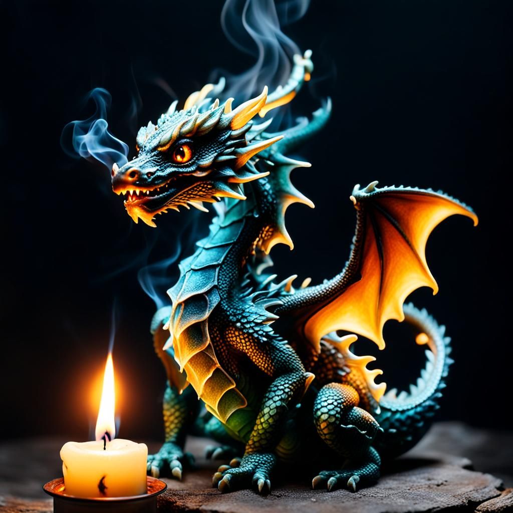 Dragon in Candle Flame Digital Art