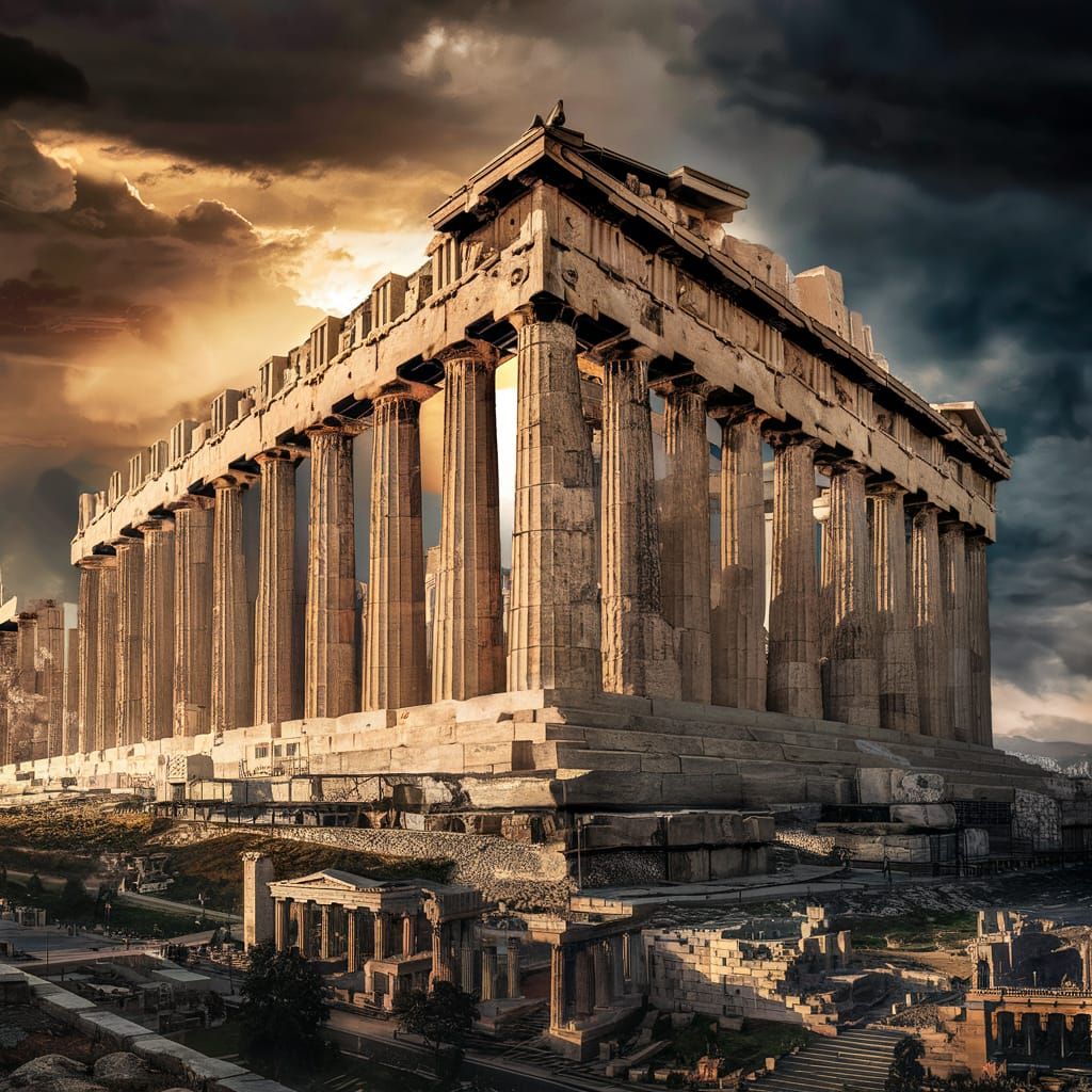 Majestic Parthenon Sunset in Ancient Athens