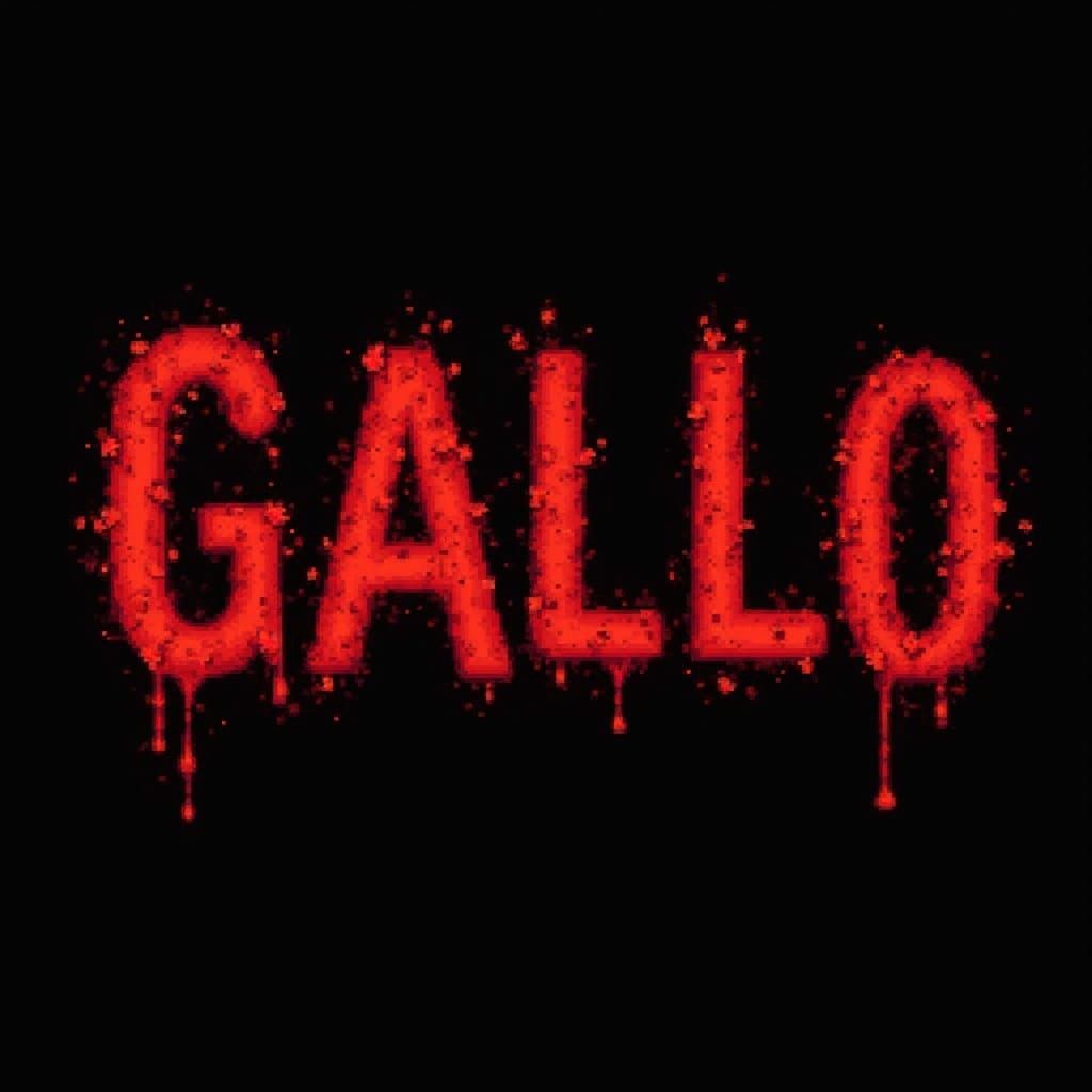 Broken Pixel Art Typography "Gallo 427delic" in Red