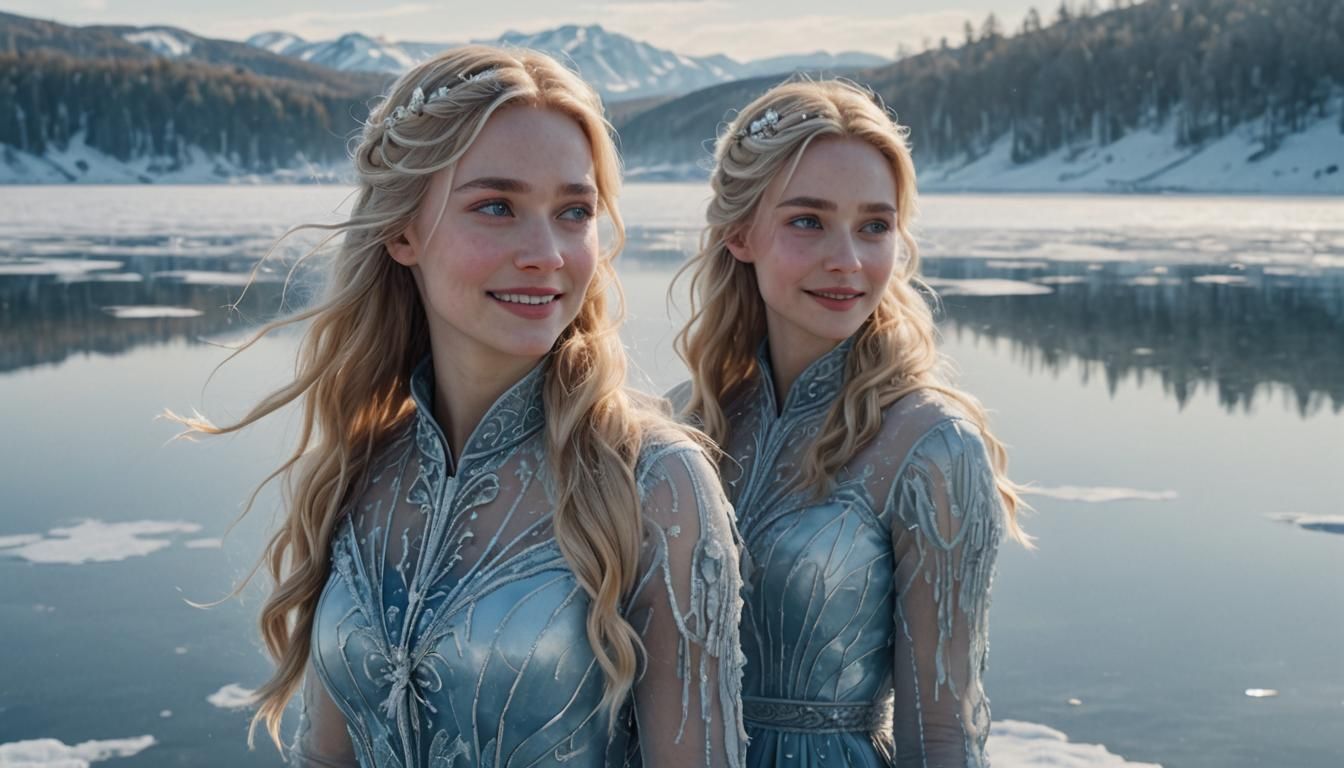 Ethereal Woman by Frozen Lake in Magical Realism