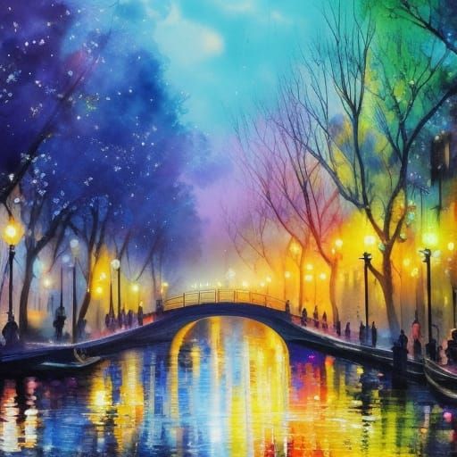 Sparkling Chinese Ink Painting in Gouache Style