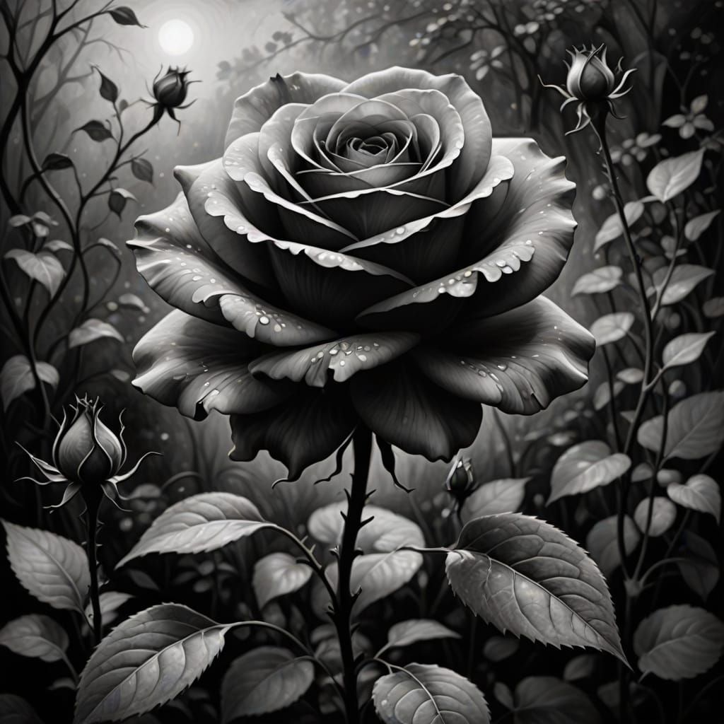 Ethereal Rose in Abstract Impressionist Garden