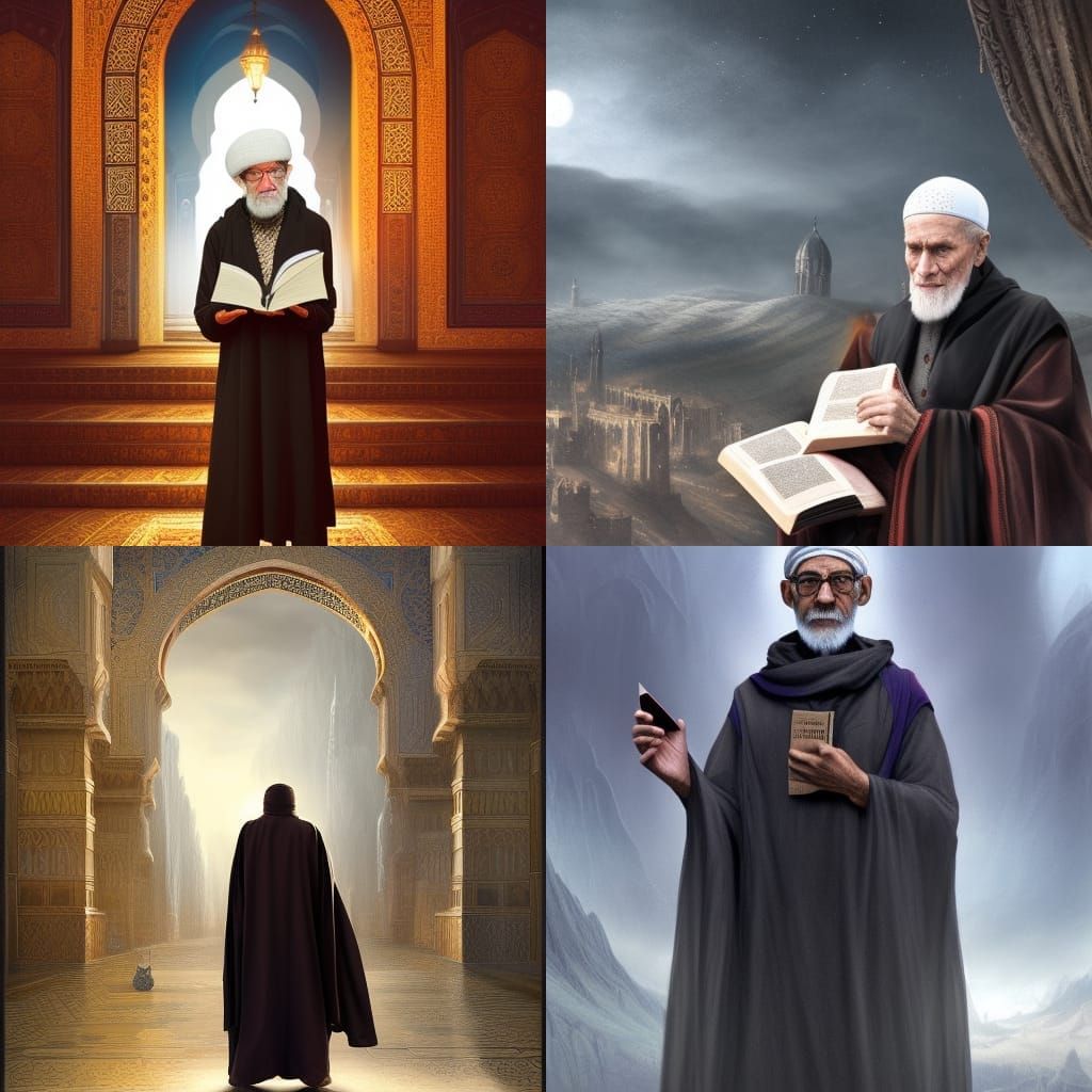 Old Man with Quran in BLM Cloak: Digital Matte Painting
