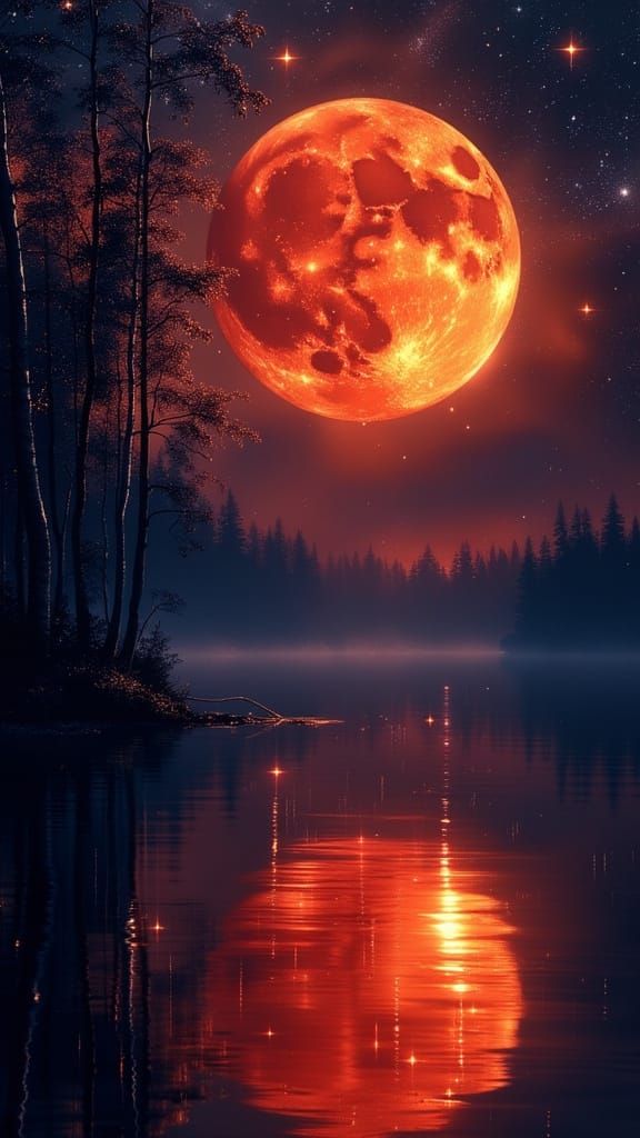 <lora:Exquisite Flux:1.0> A majestic blood moon dominates th...