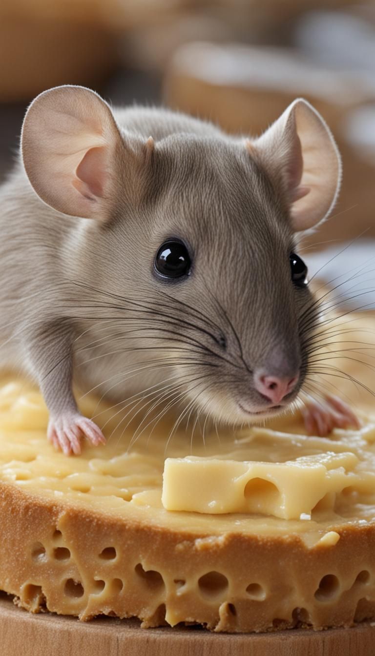 Mouse in Gruyère Cheese Wheel